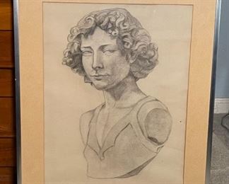 Original Art Armless Woman Unsigned Sketch Framed Frame: 24.75 x 18.5in <BR>Image: 17.25 x 13.25in
