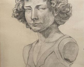 Original Art Armless Woman Unsigned Sketch Framed Frame: 24.75 x 18.5in <BR>Image: 17.25 x 13.25in