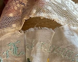 Antique WWI Souvenir de France Sweetheart Handkerchief 12x11.5in