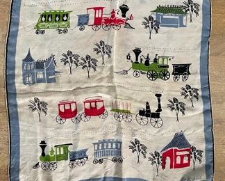 MCM Pat Prichard Handkerchief Trains Hankie 16.5x16.26in HxWxD