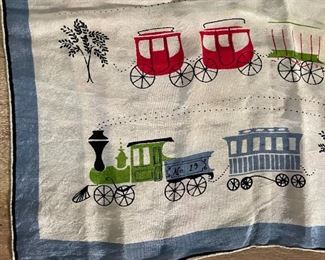 MCM Pat Prichard Handkerchief Trains Hankie 16.5x16.26in HxWxD