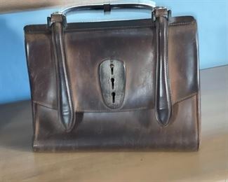 Vintage Rugged Leather Purse Handbag 9.5x12x4.5in HxWxD