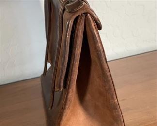 Vintage Rugged Leather Purse Handbag 9.5x12x4.5in HxWxD