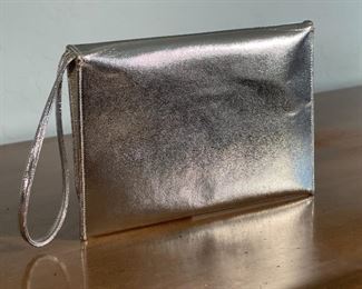 Vintage Bergdorf Goodman Silver Purse Handbag 5.5x8.25x.5in HxWxD