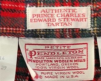 "Pendleton Petite Wool Long Skirt Red Plaid PRINCE CHARLES EDWARD STEWART TARTAN" SZ: 4<BR>29in long