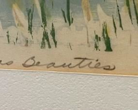 1969 Marieta Spurgeon Kansas Beauties Block Print Art Frame: 24.5x24.5in