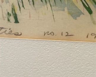 1969 Marieta Spurgeon Kansas Beauties Block Print Art Frame: 24.5x24.5in