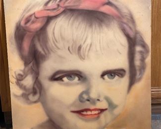 1936 Original Art Child Portrait Unframed Joe Thornhill 27x21in
