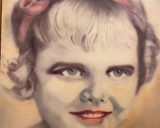 1936 Original Art Child Portrait Unframed Joe Thornhill 27x21in