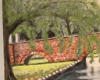 1943 Original Art City Park Rock Bridge Webster Kansas ED Lorbeer 12 x 16in