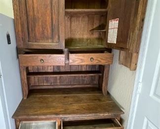 Antique Kitchen Cupboard Rustic Country Hoosier Cabinet 72 x 42 x 26in HxWxD
