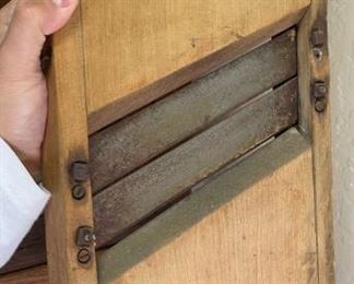 Antique Primitive Wood Mandolin Kitchen Slicer Wall Mount Cabbage Grater 24 x 9 x 2in HxWxD