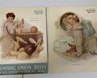 10pc 1900s Munsingwear Advertising Cardboards Stand ups Vintage Store Sountertop Ads Standee Musing Wear Union Suits signs 11x8.5in