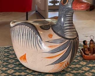 Mexico Pottery Bird Tonala 11.5in x 7.5 x 17in HxWxD