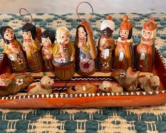 Mexican Pottery Nativity Set 2.5 x 7.5 x 3.5in HxWxD
