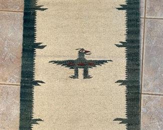 3.5x2ft 1950s Chimayo Native American Thunderbird Rug #1 44x24in