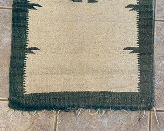 3.5x2ft 1950s Chimayo Native American Thunderbird Rug #1 44x24in