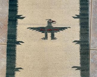 3.5x2ft 1950s Chimayo Native American Thunderbird Rug #1 44x24in
