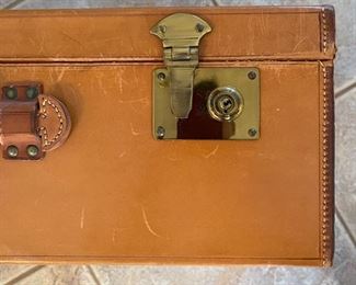 Vintage Leather Luggage Suitcase 16x24x7.5in HxWxD