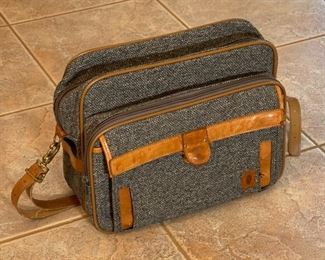 Vintage Hartmann Luggage Bag Tweed Leather Carry-on 12x16x5in HxWxD