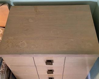 1950s Merton L Gershun Albert Furniture Gray Walnut 3 Drawer Dresser 32 x 30.5 x 21.25in HxWxD