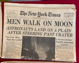 4 New York Times Apollo 11 newspapers 15x12 folded