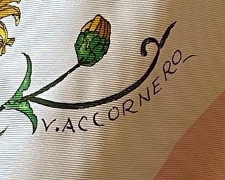 1960s Gucci V. Accornero Silk Scarf Floral Print Pink Boarder 34x34in