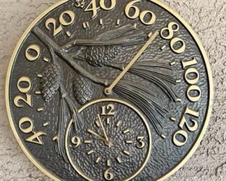 Whitehall Pinecone Thermometer & Clock French Bronze 14in Diameter