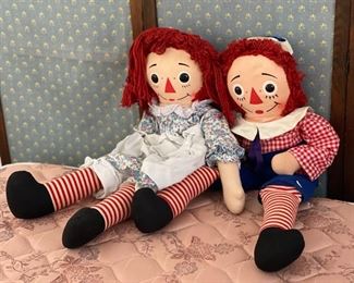 1960s vintage Raggedy Ann & Andy Dolls Knickerbocker 30in long