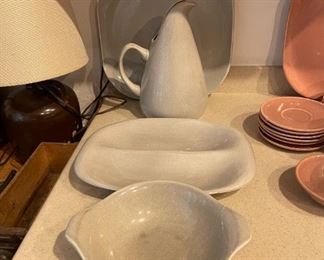 4pc MCM Russel Wright Pitcher & plate set Granite Gray Steubenville 4 piece