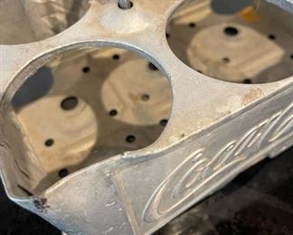 Vintage Coca Cola Coke Aluminum Metal 6-Pack Bottle Holder Drink Carrier Caddy 3.5 x 8.5 x 6 HxWxD