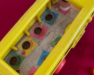 Vintage Fisher Price School Bus with Plastic People 1965 Wood /Plastic Bus 192 N/A