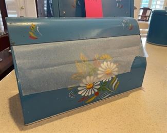 Vintage Ransburg Foil Wax Paper & Paper Towel Rare Blue Dispenser Wall Mount 7” x 4.5” x 12.25