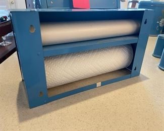 Vintage Ransburg Foil Wax Paper & Paper Towel Rare Blue Dispenser Wall Mount 7” x 4.5” x 12.25