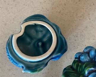 Vintage Inarco ,Mood Indigo, Blue Majolica Fruit jars/Cookie Jars Candy Dish with Lid. Set Of 3 Largest jar 9 inches tall 8.5 inches diameter smallest jar 4.5 inches tall 5 inches diameter