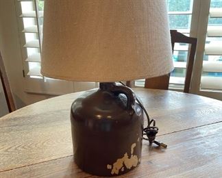 Vintage whiskey jug lamp 20“ x 8“ in diameter