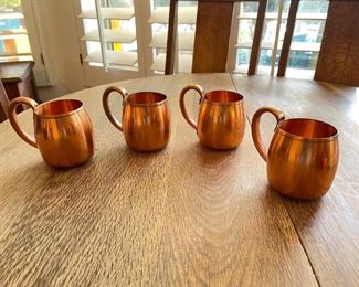 Vintage Mid Century West Bend Solid Copper Moscow Mule Mugs Matching set of 4 4 x 5