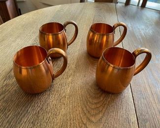Vintage Mid Century West Bend Solid Copper Moscow Mule Mugs Matching set of 4 4 x 5
