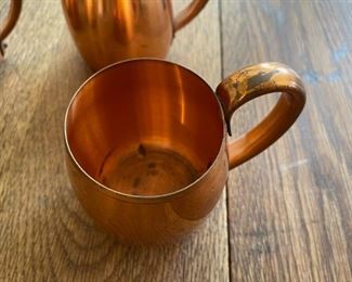 Vintage Mid Century West Bend Solid Copper Moscow Mule Mugs Matching set of 4 4 x 5