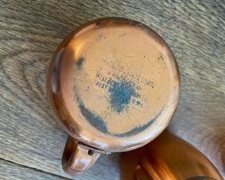 Vintage Mid Century West Bend Solid Copper Moscow Mule Mugs Matching set of 4 4 x 5