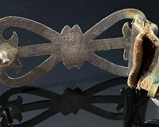 Old Pawn Navajo Sand Cast Silver Concho Belt Native American Buckle Tufa 35in Long<BR>Single Concho: 72.5x33mm