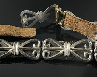 Old Pawn Navajo Sand Cast Silver Concho Belt Native American Buckle Tufa 35in Long<BR>Single Concho: 72.5x33mm