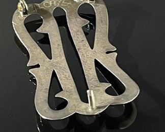 Old Pawn Navajo Sand Cast Silver Belt Buckle Native American Signed CH-Caye Tufa 3.19x 2in <BR> for 1.5in w belt