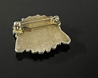 Zuni Sun Face Brooch Pin Silver Turquoise Coral Jet MOP Signed RTI Zuni Inlay Sunface Native American 28x30mm