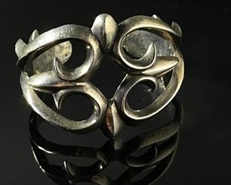 Old Pawn Navajo Sand Cast Silver Cuff Bracelet Native American Tufa Size: 6