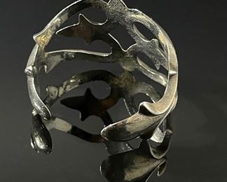 Old Pawn Navajo Sand Cast Silver Cuff Bracelet Native American Tufa Size: 6