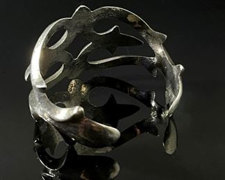 Old Pawn Navajo Sand Cast Silver Cuff Bracelet Native American Tufa Size: 6