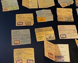 Lot of 30+ Kansas Hunt & Fish Licenses 1930s to 1960s