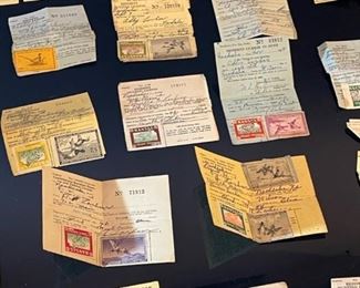 Lot of 30+ Kansas Hunt & Fish Licenses 1930s to 1960s