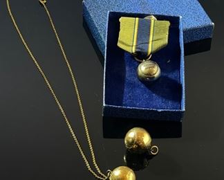 American Legion Junior Baseball Award Ribbon Pendant Necklace Box: .5x2.5x3.5in